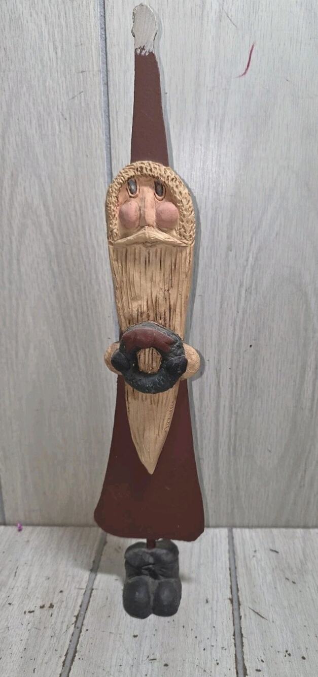 Vintage 1994 MFM Santa Sculpture Figure 13" Tall Metal Wood Christmas Holiday